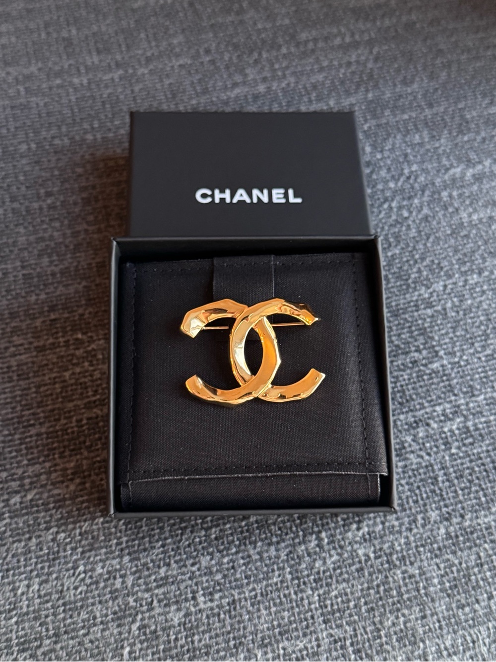 CHANEL Gold Tumbled Double C Brooch